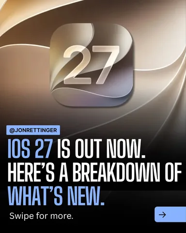 jonrettinger Instagram post about IOS 27 update