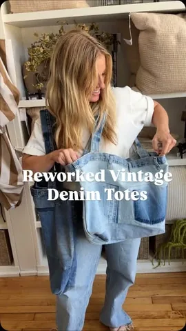 karlareed Instagram post about Reworked denim totes