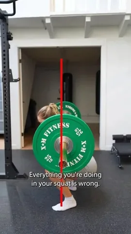 katiecrewe Instagram post about Barbell back squat positioning