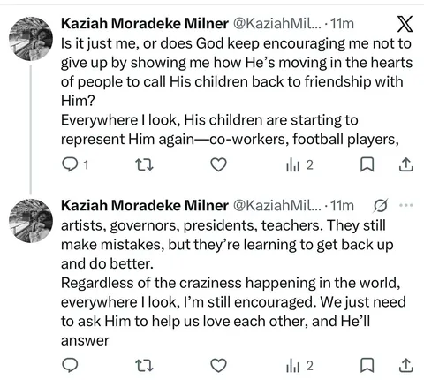 kaziahmilner Instagram post about Christian faith
