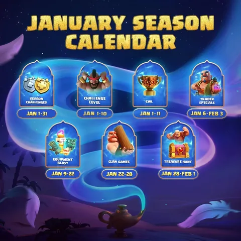 kennyjo_gaming Instagram post about Clash of Clans season calendar