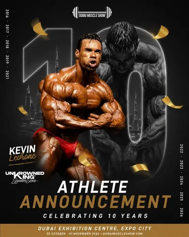 kevinlevrone Instagram post about Dubai Muscle Show announcement