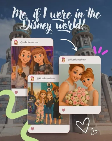 kidsdianashow Instagram post about Disney inspired transformation
