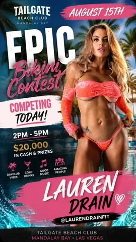 laurendrainfit Instagram post about Bikini contest promotion