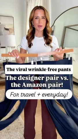 lisa123marie Instagram post about Splurge versus save pants comparison
