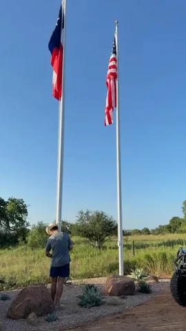 livingwithlandyn Instagram post about American flags and property lighting
