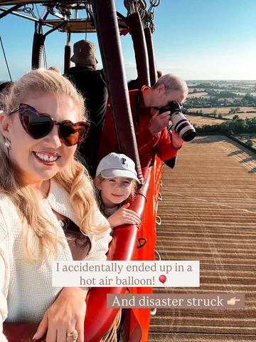 louisepentland Instagram post about Family hot air balloon flight