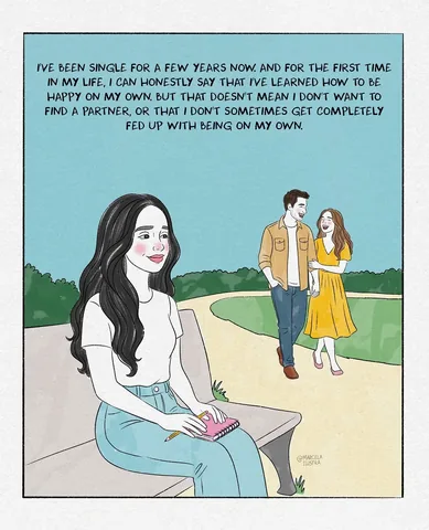 marcelailustra Instagram post about Being alone versus lonely