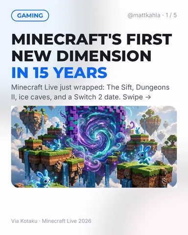 mattkahla Instagram post about Minecraft Live announcements
