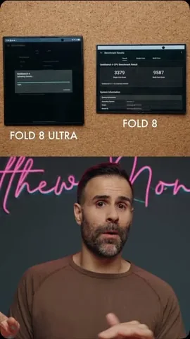 mattmoniz123 Instagram post about Galaxy Z Fold 8 performance comparison