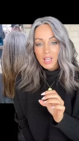 mirandaparker Instagram post about Gray hair transition