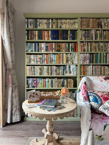 mirandasbookcase Instagram post about New home and reading space