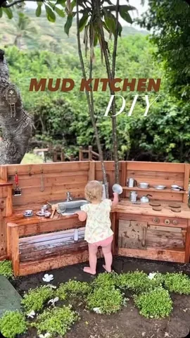 mrkate Instagram post about Mud kitchen DIY