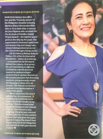 msaiaidelasalas Instagram post about Papal Award remembrance