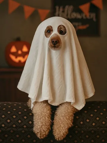 mylifewithsimonthepoodle Instagram post about Halloween