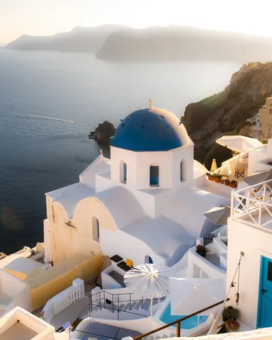 nodestinations Instagram post about Summer nights in Santorini