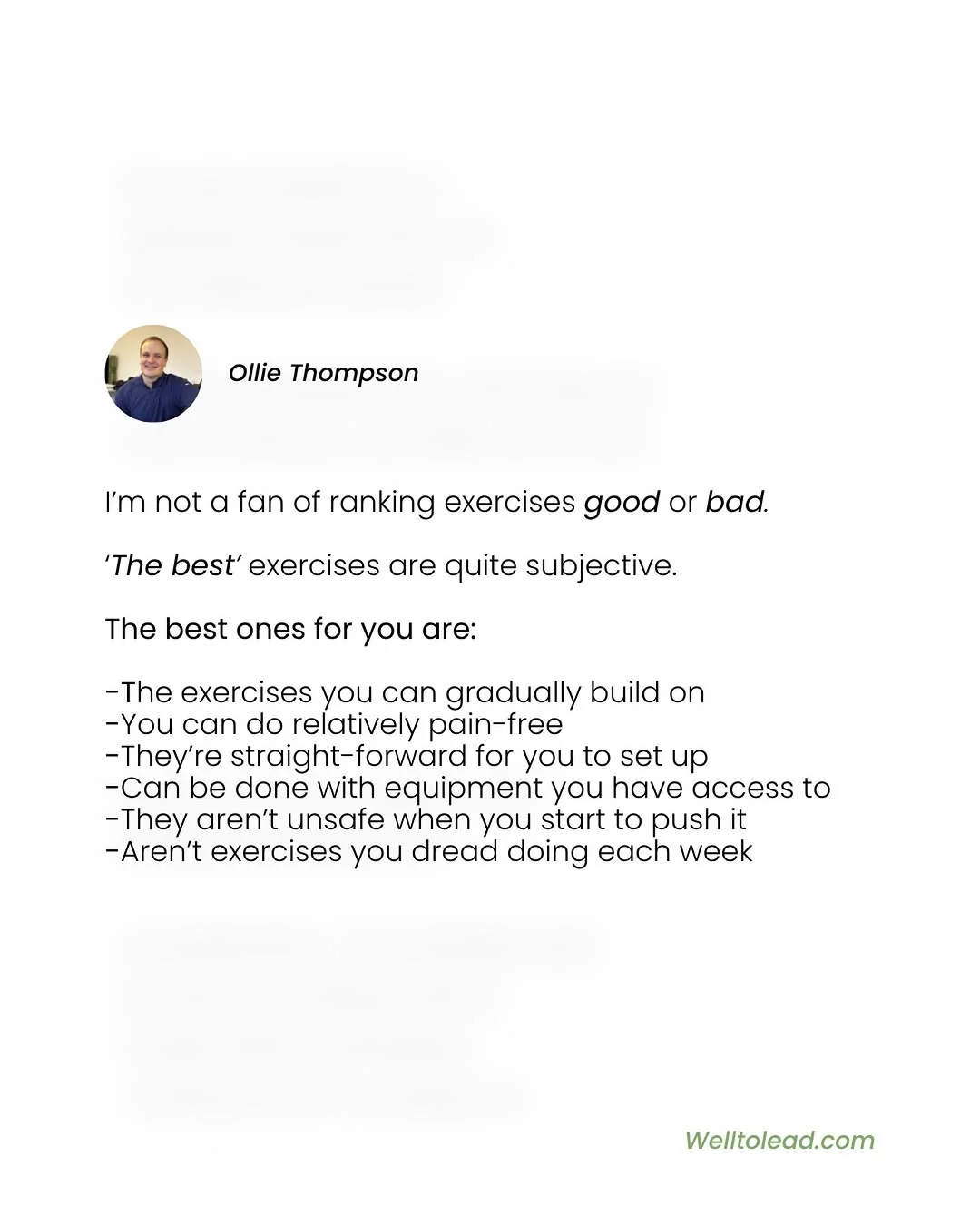 olliethompsonhealth Instagram post about Exercise consistency