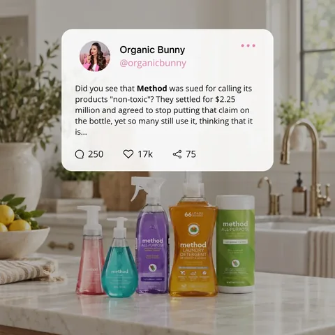 organicbunny Instagram post about Non toxic household cleaning