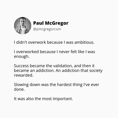 pmcgregorcom Instagram post about Rest and slowing down