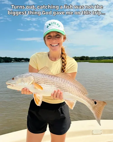 rachelearls Instagram post about Christian retreat and fishing