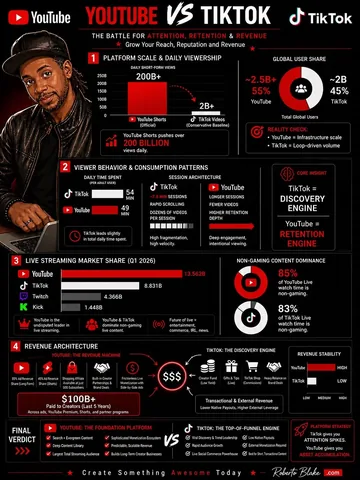 robertoblake Instagram post about YouTube versus TikTok platform comparison