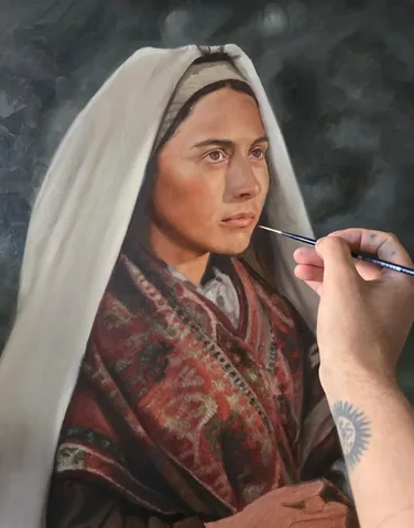 ruben.ferreira_artist Instagram post about Saint Bernadette painting