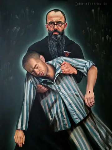 ruben.ferreira_artist Instagram post about Saint Maximilian Kolbe
