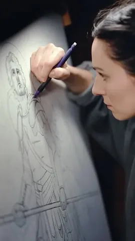 sacredartbytianna Instagram post about Saint Michael painting project
