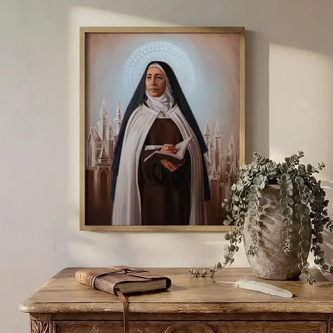 sacredartbytianna Instagram post about Saint Teresa of Avila prints