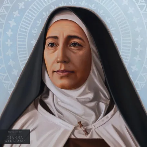 sacredartbytianna Instagram post about Saint Teresa of Avila painting