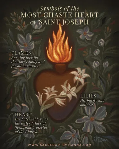 sacredartbytianna Instagram post about Most Chaste Heart of Saint Joseph