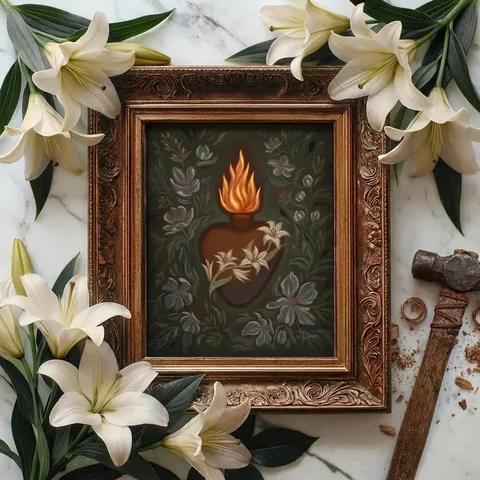 sacredartbytianna Instagram post about Most Chaste Heart of Saint Joseph prints