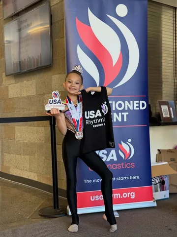 sandrassuperpower Instagram post about Rhythmic gymnastics achievement
