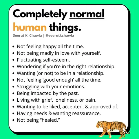 seerutkchawla Instagram post about Normal human emotions