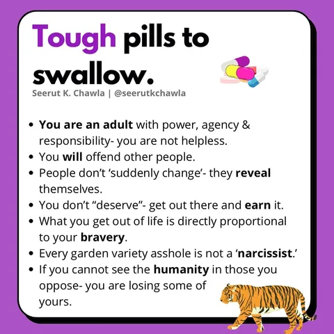 seerutkchawla Instagram post about Facing difficult realities