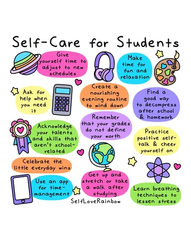 selfloverainbow Instagram post about Back to school self care