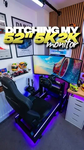 spuddgaming Instagram post about Racing sim monitor setup change