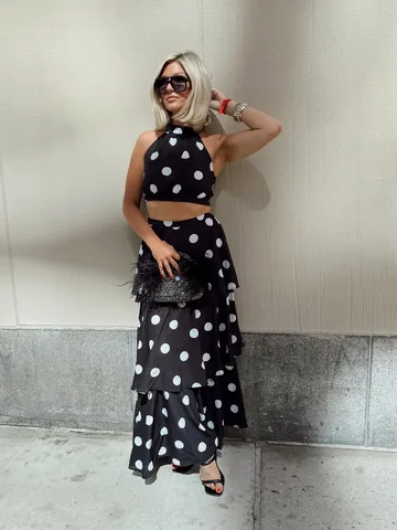 styles_and_sass Instagram post about Amazon polka dot skirt set