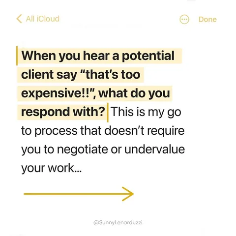 sunnylenarduzzi Instagram post about Pricing and sales objections