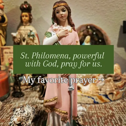 sweetcatholiclife Instagram post about Devotion to St. Philomena