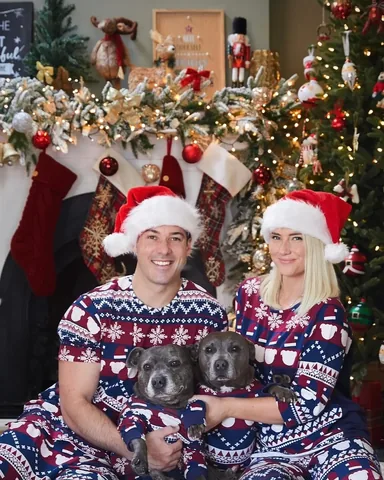 the_blueboys Instagram post about Christmas dog pajamas