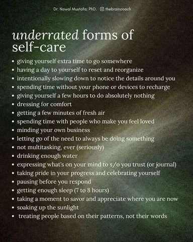 thebraincoach Instagram post about Self care practices