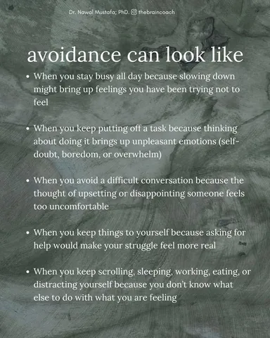 thebraincoach Instagram post about Avoidance coping