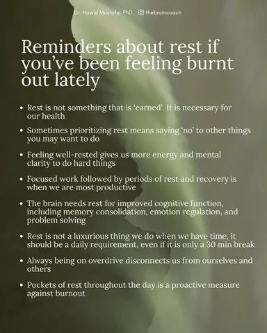 thebraincoach Instagram post about Rest and recovery