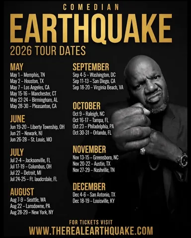 therealearthquake Instagram post about Comedy tour
