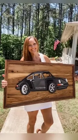 thesouthernmaple Instagram post about Porsche wood artwork