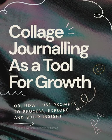 thrive_withmeg Instagram post about Collage journaling and therapy