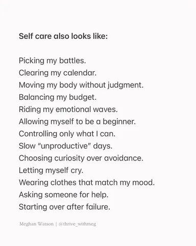 thrive_withmeg Instagram post about Self care