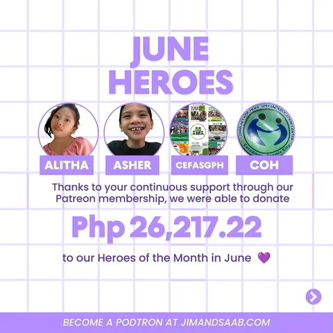 wakeupwithjimandsaab Instagram post about Charitable impact of Podtron support