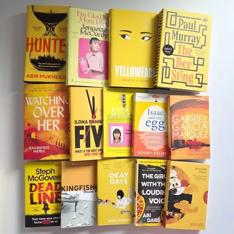 whatsallyreadnext Instagram post about Yellow book collection